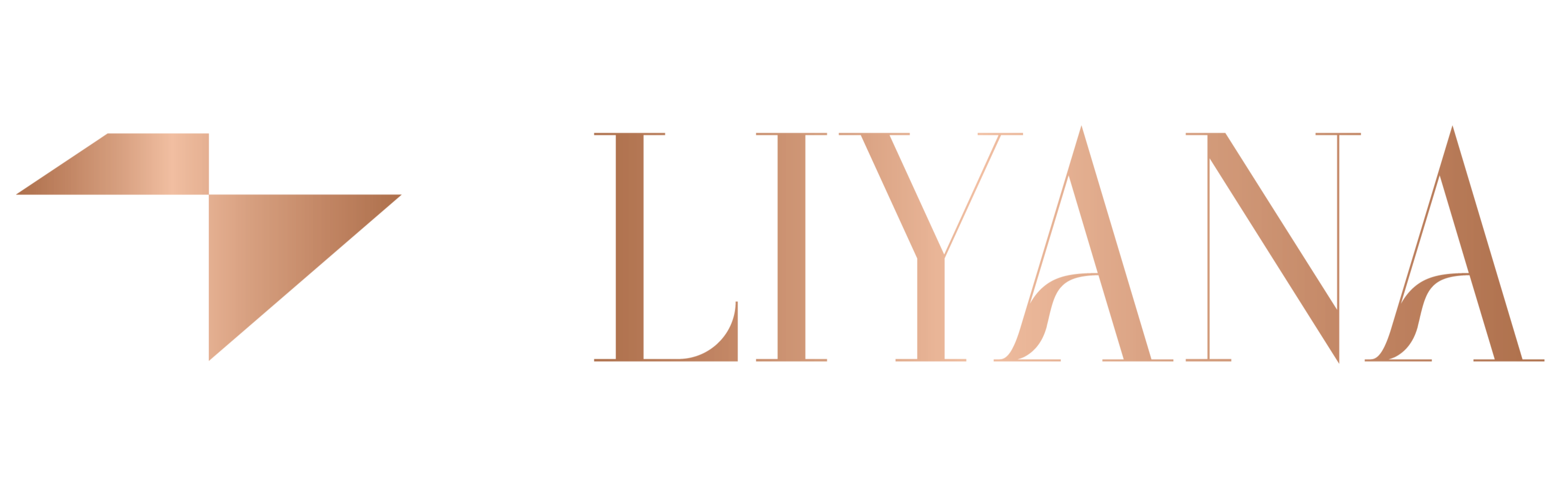 Logo of LIYANA with a stylized letter 'L' in rose gold on a white background