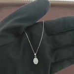 Load and play video in Gallery viewer, Video showcasing the 0.35 CT natural round cut diamond pendant set in 18kt white gold, highlighting the elegant design and brilliant sparkle of the diamond in a close-up view
